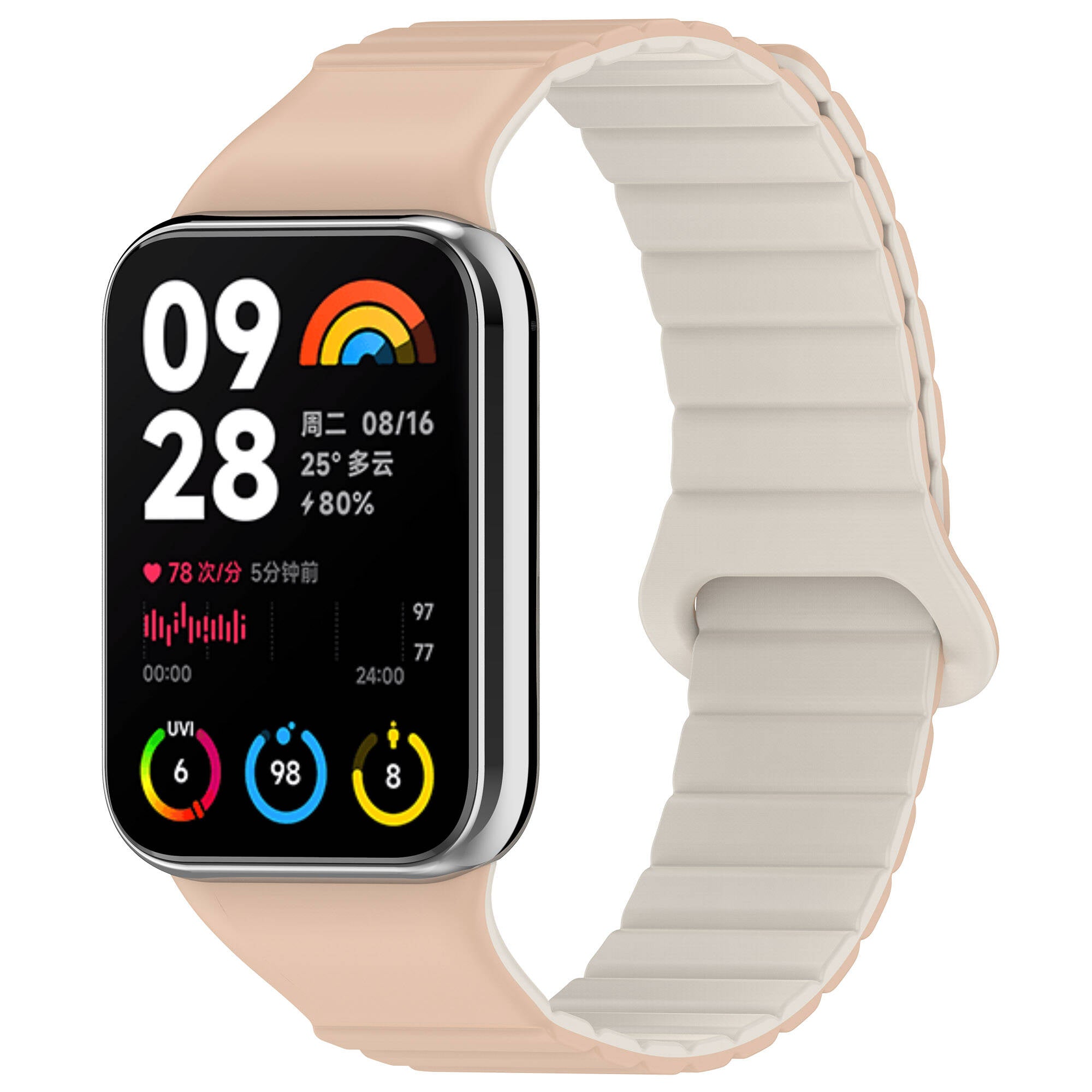 Xiaomi Redmi Watch 4 Silikon Kordon Zore KRD-105 Strap Kayış Pembe-Turuncu