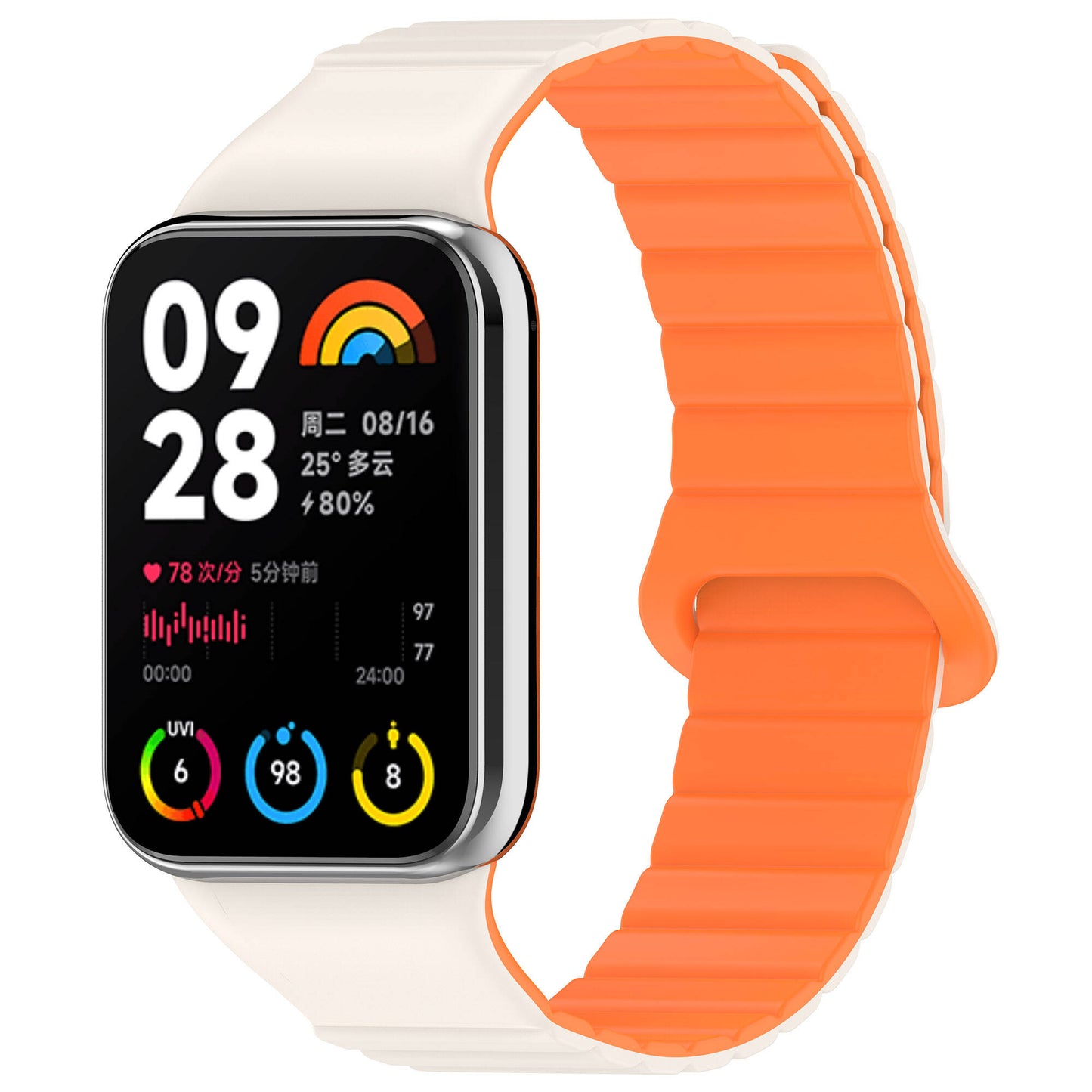 Xiaomi Redmi Watch 4 Silikon Kordon Zore KRD-105 Strap Kayış Pembe-Turuncu