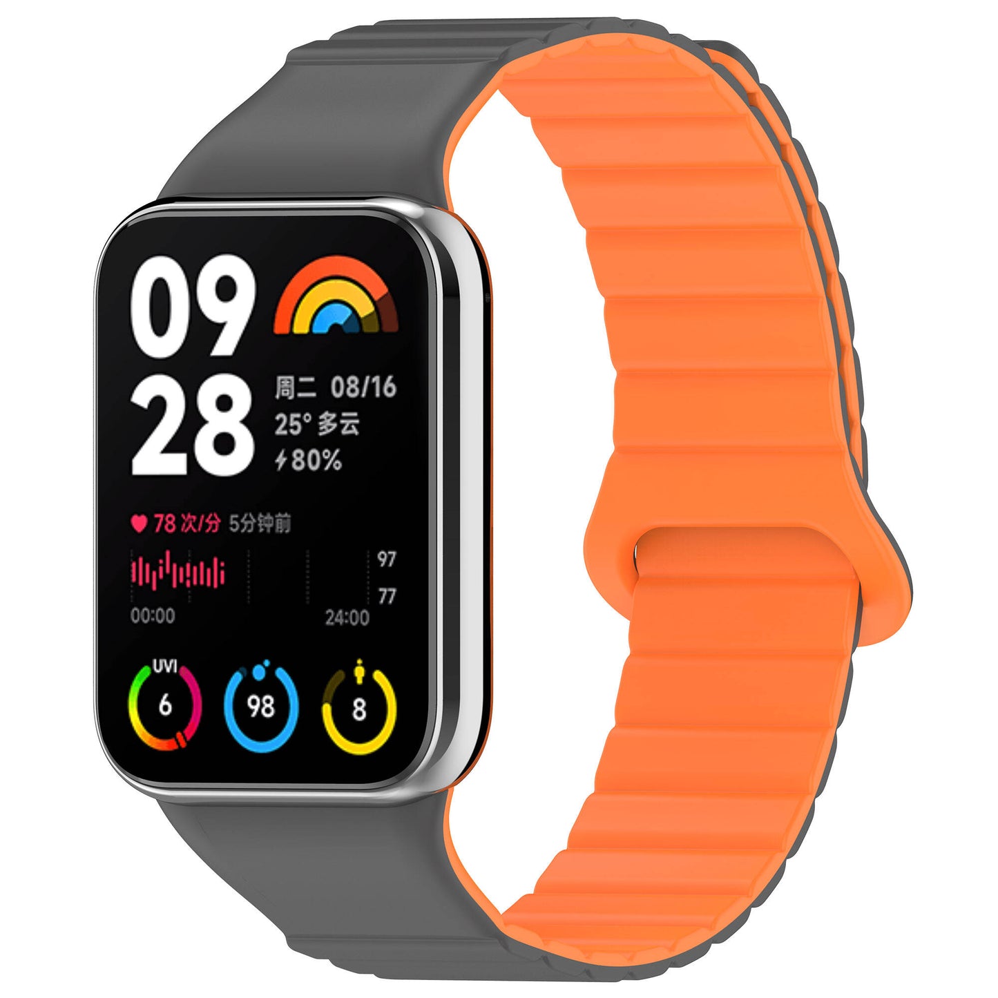 Xiaomi Redmi Watch 4 Silikon Kordon Zore KRD-105 Strap Kayış Pembe-Turuncu