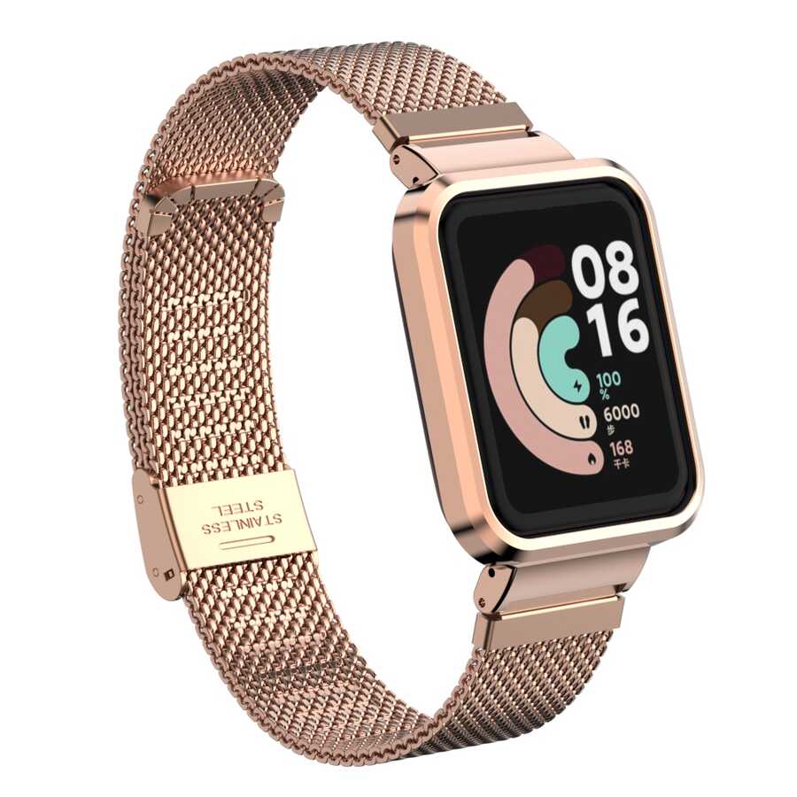 Xiaomi Redmi Watch (Mi Watch Lite) Zore KRD-59 Metal Kordon Rose Gold