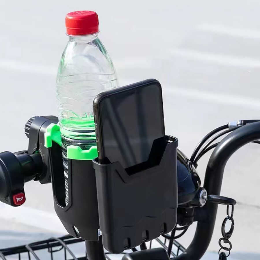 Zore 2 in 1 Motosiklet ve Bisiklet İçin Telefon ve Bardak Tutucu Siyah