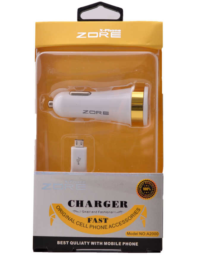 Zore 3 Usb li 2 in 1 Micro Araç Şarj Seti 3000 Mah Beyaz