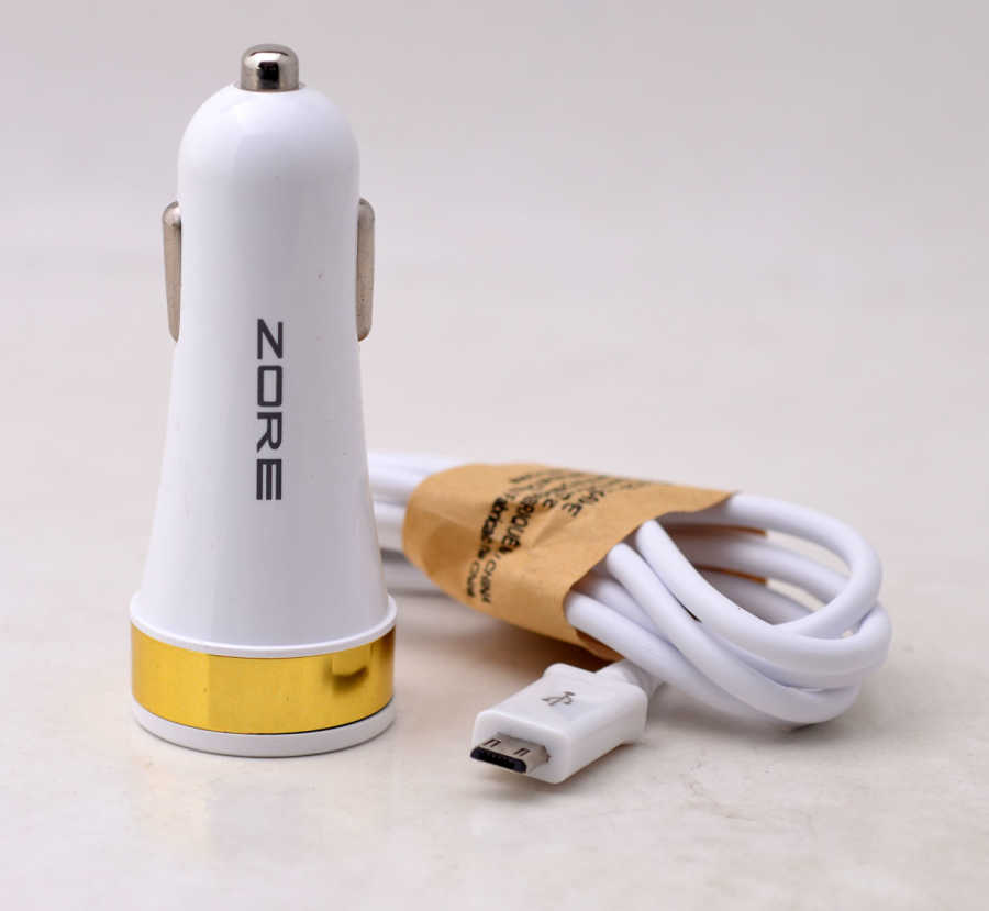 Zore 3 Usb li 2 in 1 Micro Araç Şarj Seti 3000 Mah Beyaz