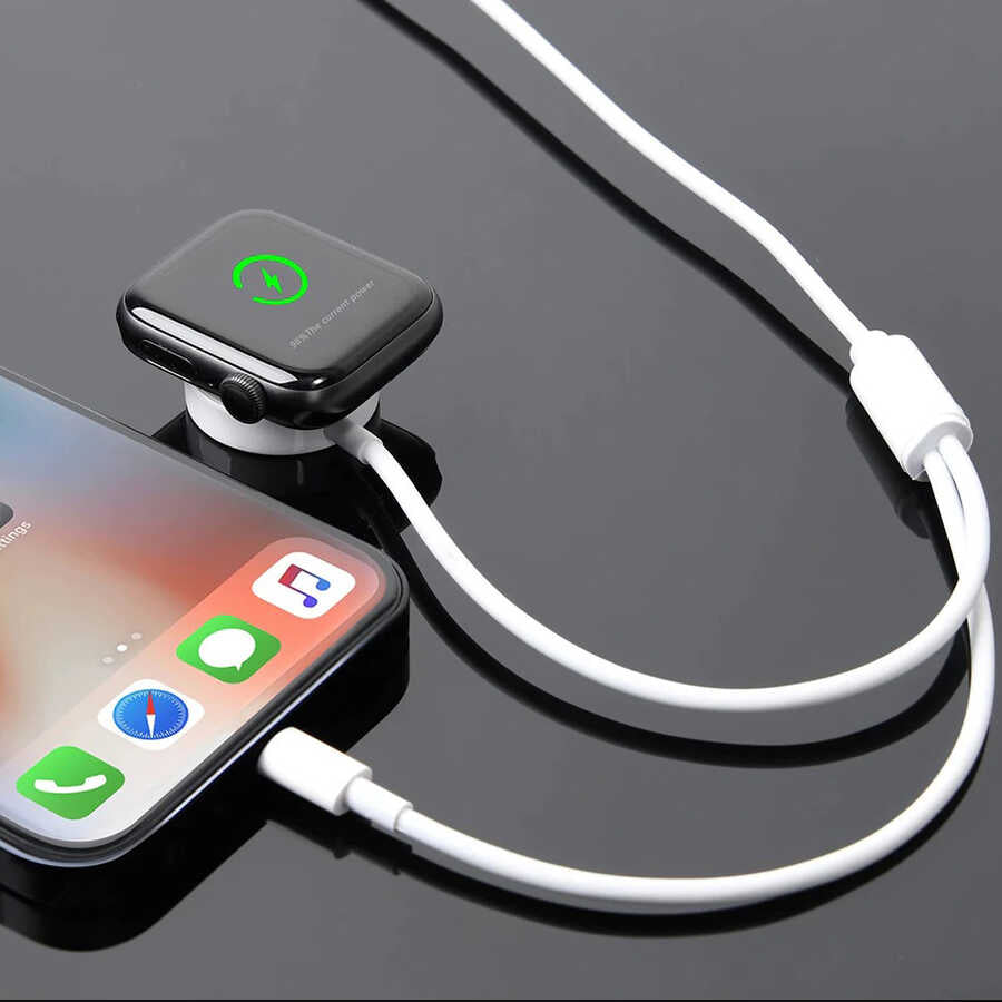 Zore Akıllı Saat Lightning-Wireless USB Şarj Kablosu 1.2M Beyaz