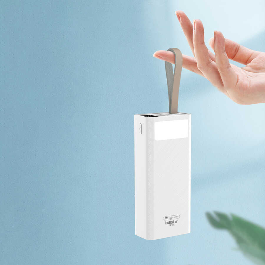 Zore B-30 Askılı Led Göstergeli Taşınabilir Powerbank 30000 mAh Beyaz