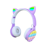 Zore B30 RGB Led Işıklı Kedi Kulağı Band Tasarımı Ayarlanabilir Katlanabilir Kulak Üstü Bluetooth Kulaklık Pembe