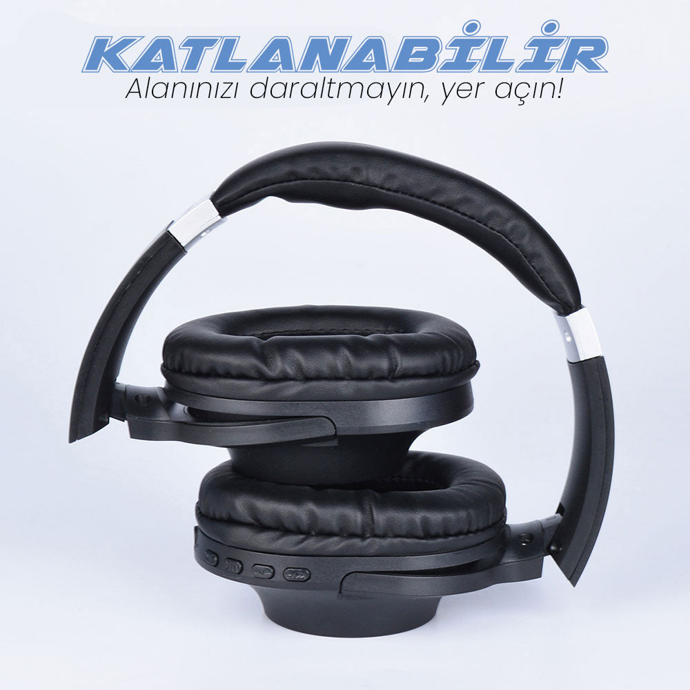 Zore BT850 Ayarlanabilir ve Katlanabilir 90 Derece Dönebilen Kulak Üstü Bluetooth Kulaklık Gri