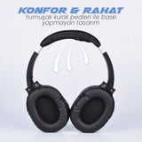 Zore BT850 Ayarlanabilir ve Katlanabilir 90 Derece Dönebilen Kulak Üstü Bluetooth Kulaklık Gri