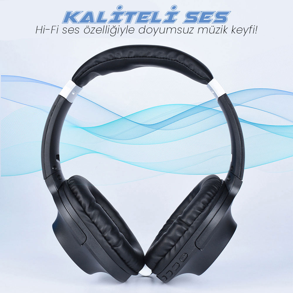 Zore BT850 Ayarlanabilir ve Katlanabilir 90 Derece Dönebilen Kulak Üstü Bluetooth Kulaklık Gri