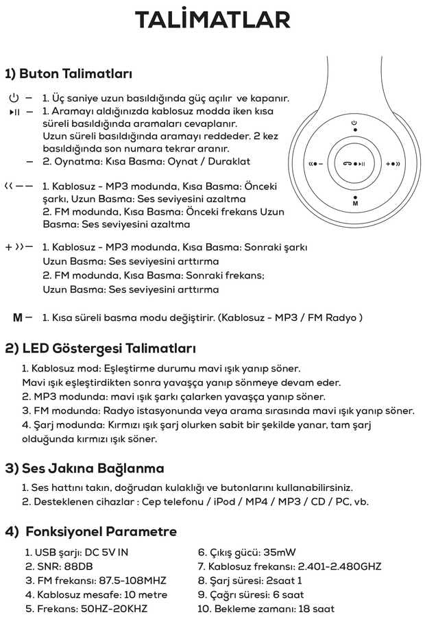 Zore BTK-ZR56 Bluetooth Kulaklık Beyaz