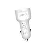 Zore CC-01 Hızlı Şarj Özellikli LED Işıklı Dual USB Araç Şarj Başlığı 18W Beyaz