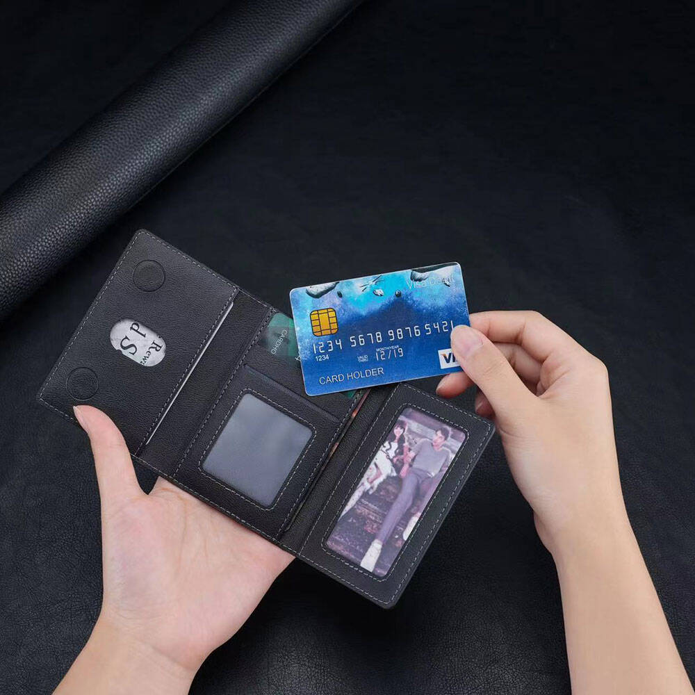 Zore CRD-04 Suni Deri Görünümlü 5 Hazneli Magnetik Kartlık Siyah