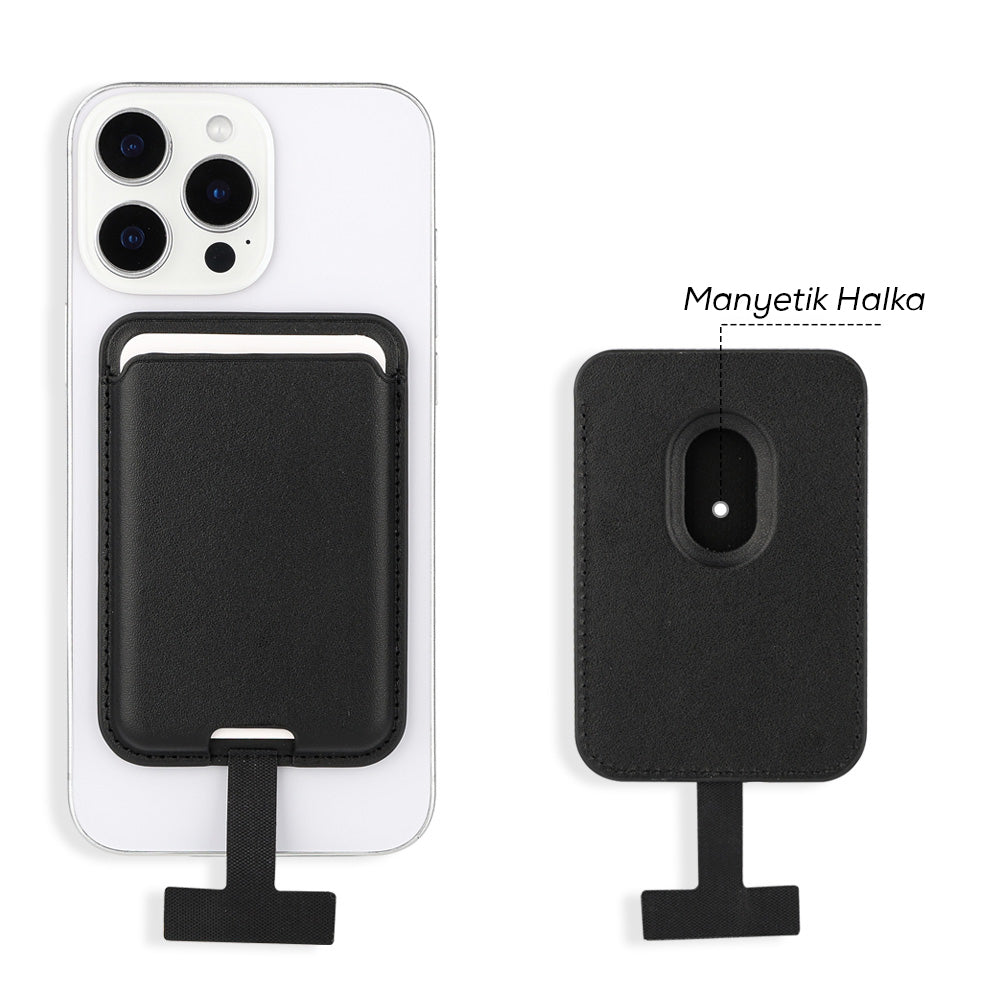 Zore CRD-09 Dahili Şarj Soket Aparatlı Magnetik PU Deri Kartlık Açık Pembe