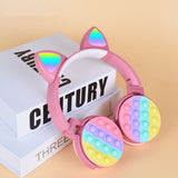 Zore CXT-950 RGB Led Işıklı Kedi Kulağı Band Tasarımı Ayarlanabilir Katlanabilir Kulak Üstü Bluetooth Kulaklık Mavi