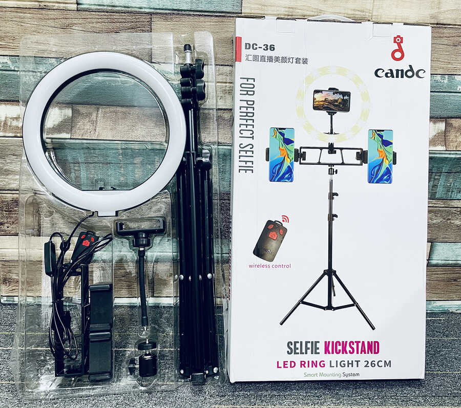 Zore DC-36 Işıklı Tripod Telefon Tutucu Ring Light Siyah