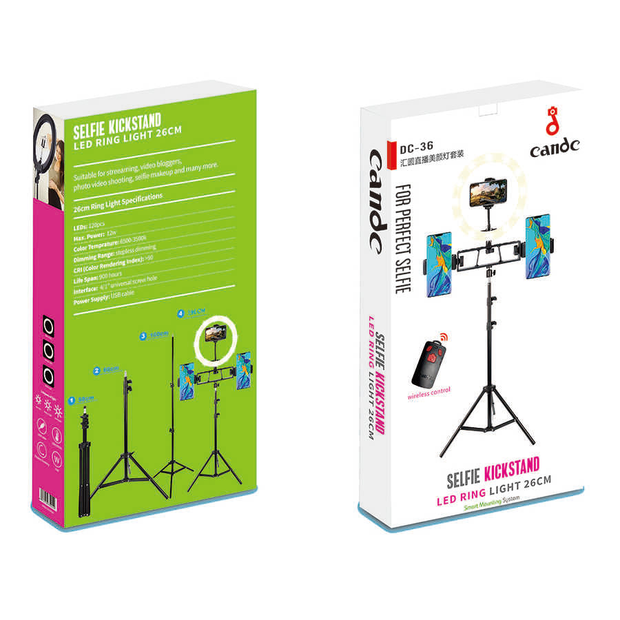 Zore DC-36 Işıklı Tripod Telefon Tutucu Ring Light Siyah
