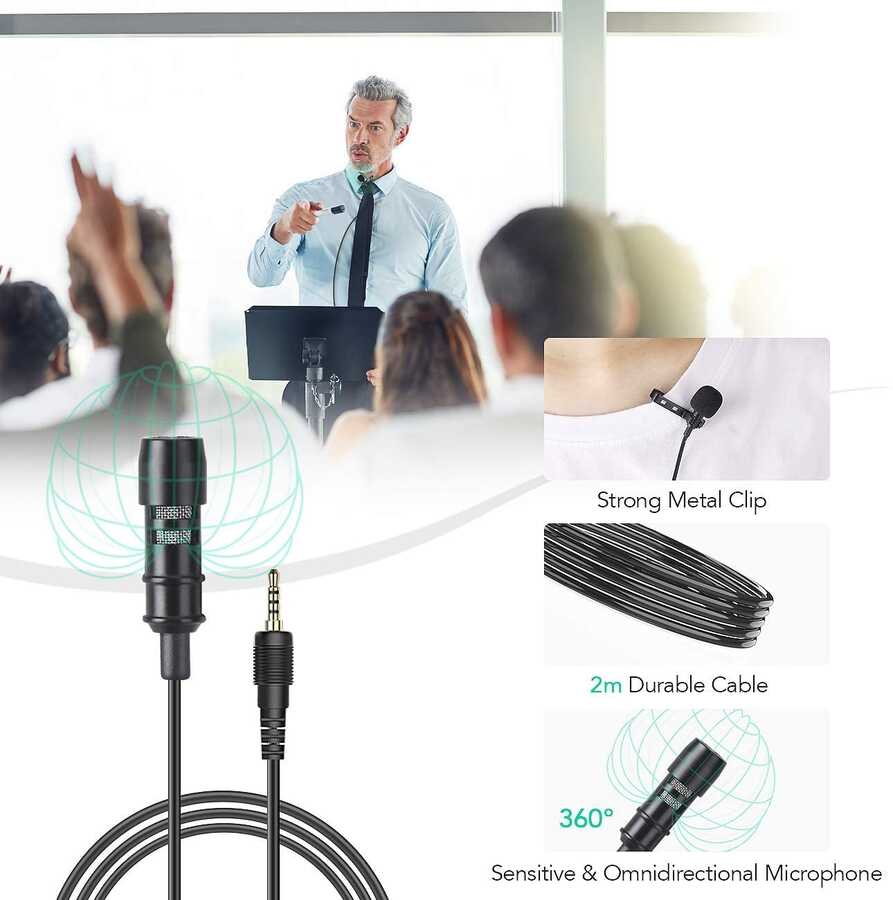 Zore DC-C5 Canlı Yayın Yaka Mikrofon Siyah