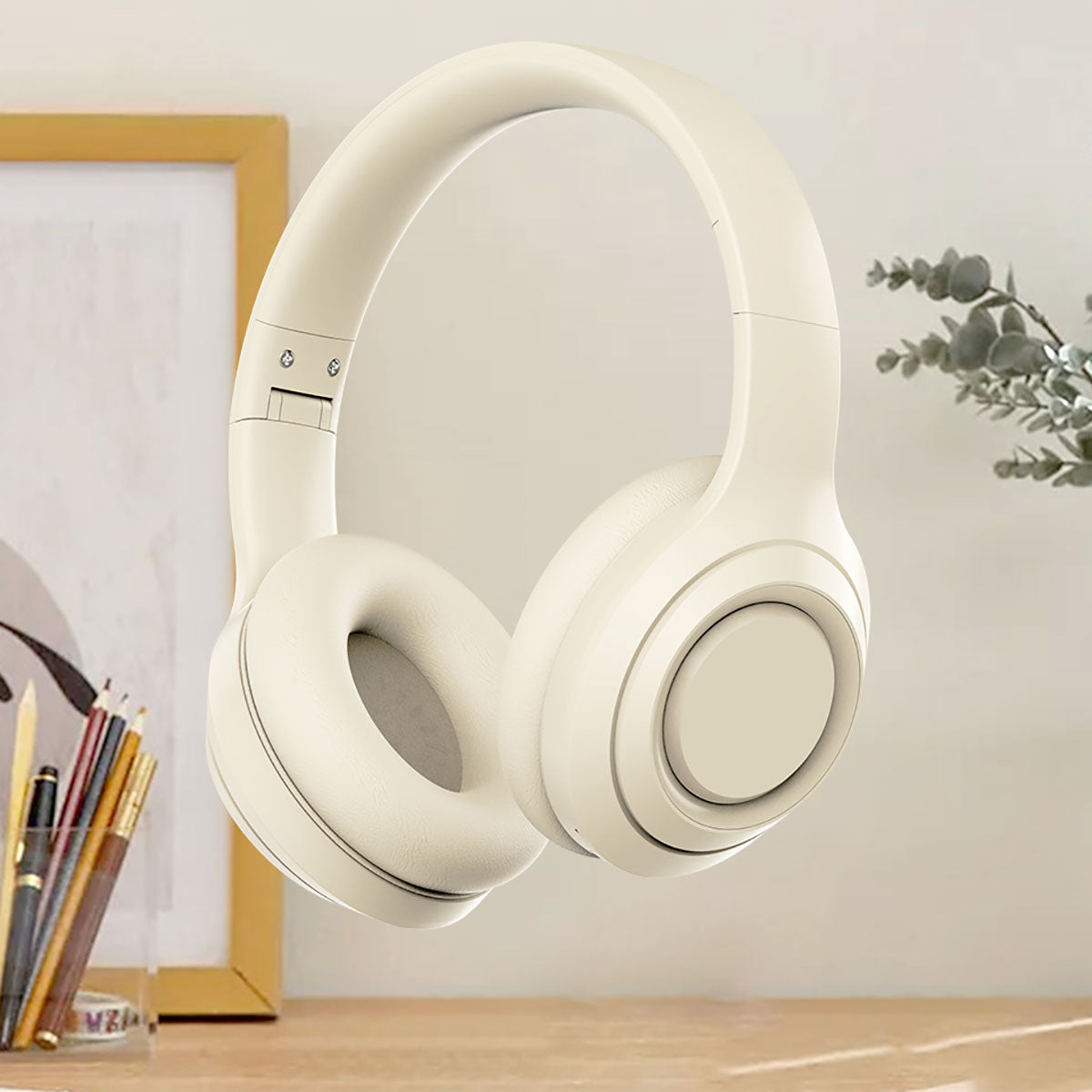 Zore DR-58 Ayarlanabilir ve Katlanabilir Kulak Üstü Bluetooth Kulaklık Krem