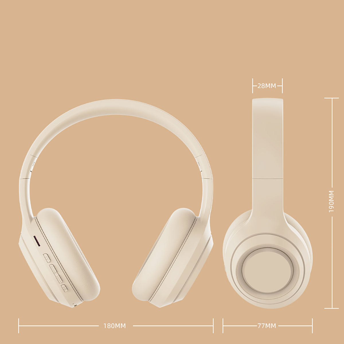 Zore DR-58 Ayarlanabilir ve Katlanabilir Kulak Üstü Bluetooth Kulaklık Krem