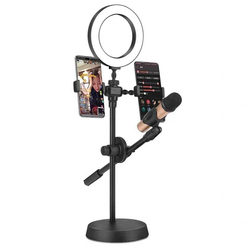 Zore Dual Big Light Işıklı Telefon Tutucu 16 cm Ring Light Siyah