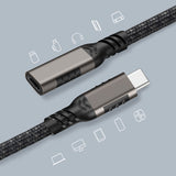 Zore Extension USB3.2 Type-C PD Uzatma Kablosu 100W 20Gbps 4K@60Hz 0.2 Metre Siyah