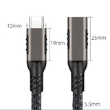 Zore Extension USB3.2 Type-C PD Uzatma Kablosu 100W 20Gbps 4K@60Hz 2 Metre Siyah