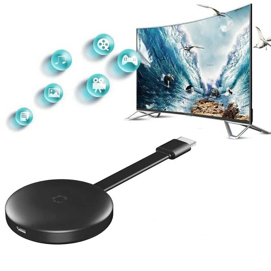 Zore G12 Chromecast Kablosuz HDMI Ses ve Görüntü Aktarıcı Siyah