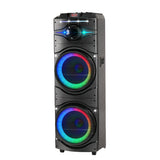 Zore GD-2016 Dijital LED Göstergeli FM Radyolu Mikrofonlu RGB TWS Çift 12 inç Stereo Bass Kablosuz Karaoke Hoparlör Siyah