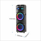 Zore GD-2016 Dijital LED Göstergeli FM Radyolu Mikrofonlu RGB TWS Çift 12 inç Stereo Bass Kablosuz Karaoke Hoparlör Siyah