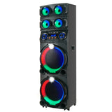 Zore GD-2126 Dijital LED Göstergeli FM Radyolu Mikrofonlu RGB TWS Çift 12 inç Stereo Bass Kablosuz Karaoke Hoparlör Siyah