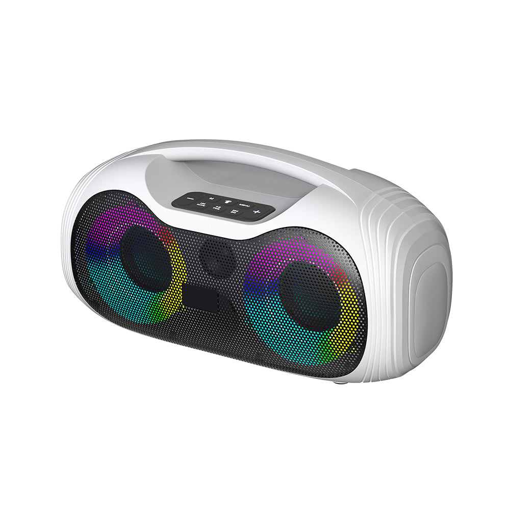 Zore GD-2403 Mikrofonlu RGB TWS Çift 4 inç Stereo Bass Kablosuz Karaoke Hoparlör Beyaz