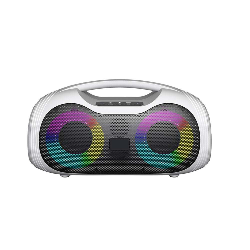 Zore GD-2403 Mikrofonlu RGB TWS Çift 4 inç Stereo Bass Kablosuz Karaoke Hoparlör Beyaz