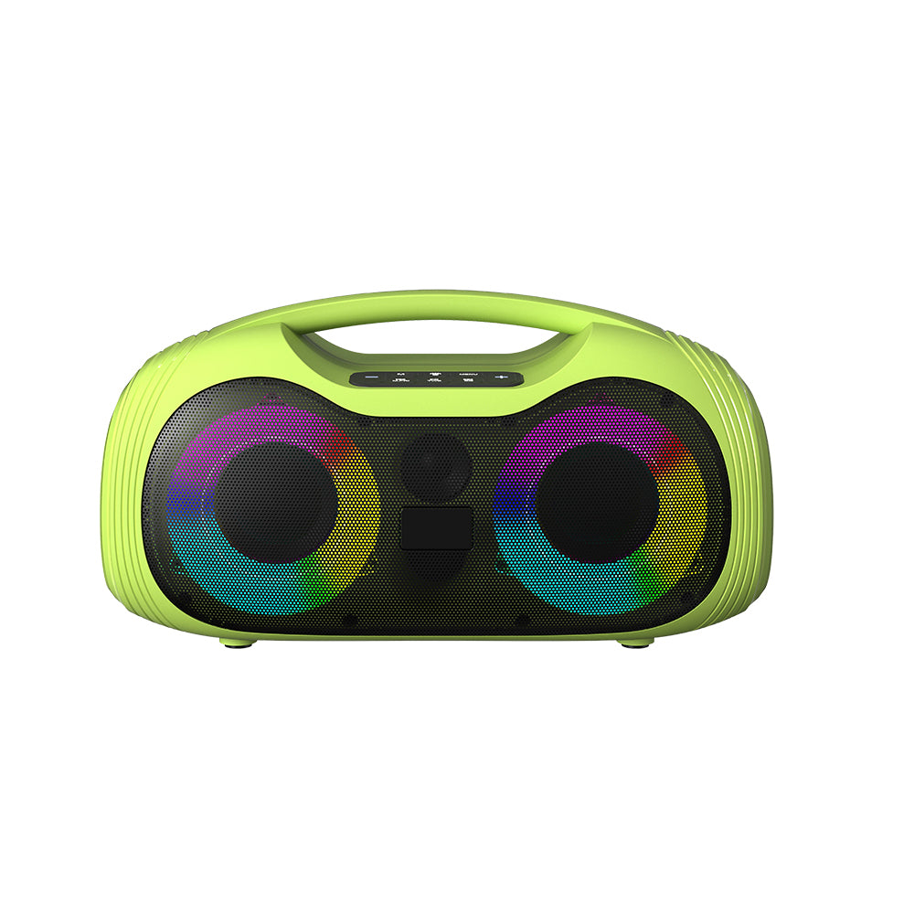 Zore GD-2403 Mikrofonlu RGB TWS Çift 4 inç Stereo Bass Kablosuz Karaoke Hoparlör Yeşil