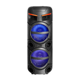 Zore GD-2809 Dijital LED Göstergeli FM Radyolu Mikrofonlu RGB TWS Çift 8 inç Stereo Bass Kablosuz Karaoke Hoparlör Siyah