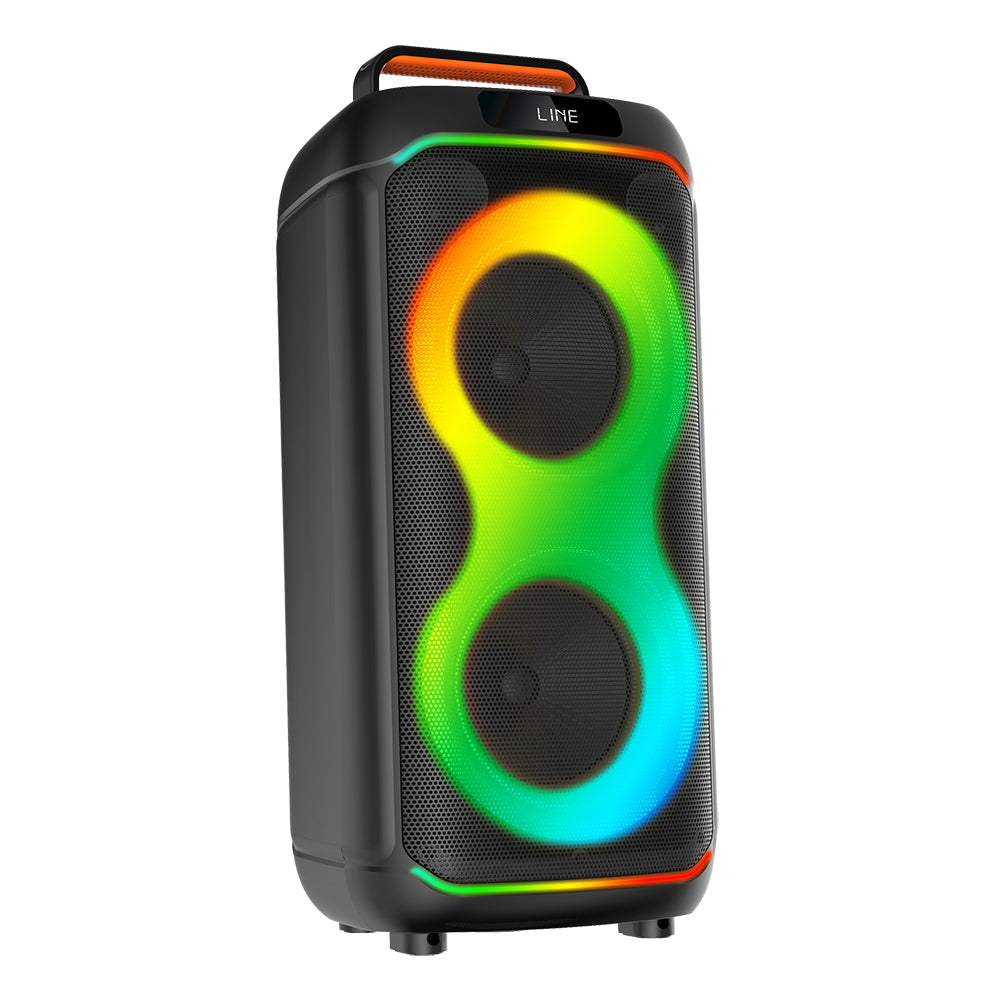 Zore GD-2823 Dijital LED Göstergeli FM Radyolu Mikrofonlu RGB TWS Çift 8 inç Stereo Bass Kablosuz Karaoke Hoparlör Siyah