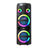 Zore GD-2851 Dijital LED Göstergeli FM Radyolu Mikrofonlu RGB TWS Çift 8 inç Stereo Bass Kablosuz Karaoke Hoparlör Siyah