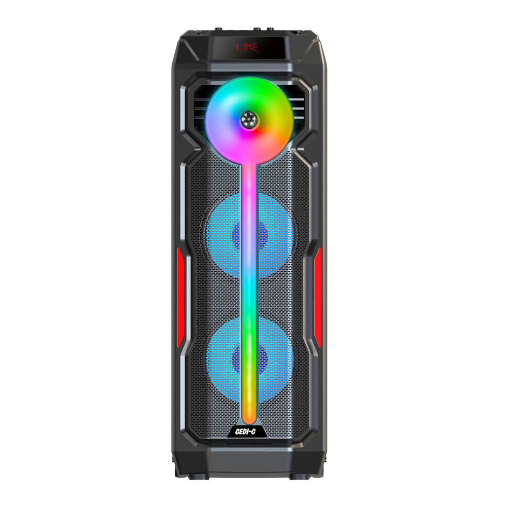 Zore GD-2896 Dijital LED Göstergeli Mikrofonlu RGB TWS Çift 8 inç Stereo Bass Kablosuz Karaoke Hoparlör Siyah
