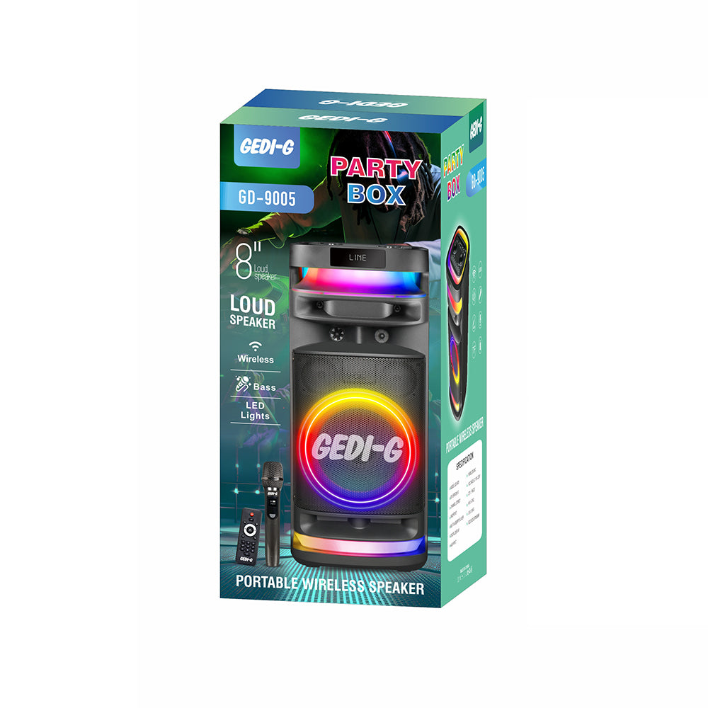 Zore GD-9005 Mikrofonlu RGB TWS 8 inç Stereo Bass Kablosuz Karaoke Hoparlör Siyah