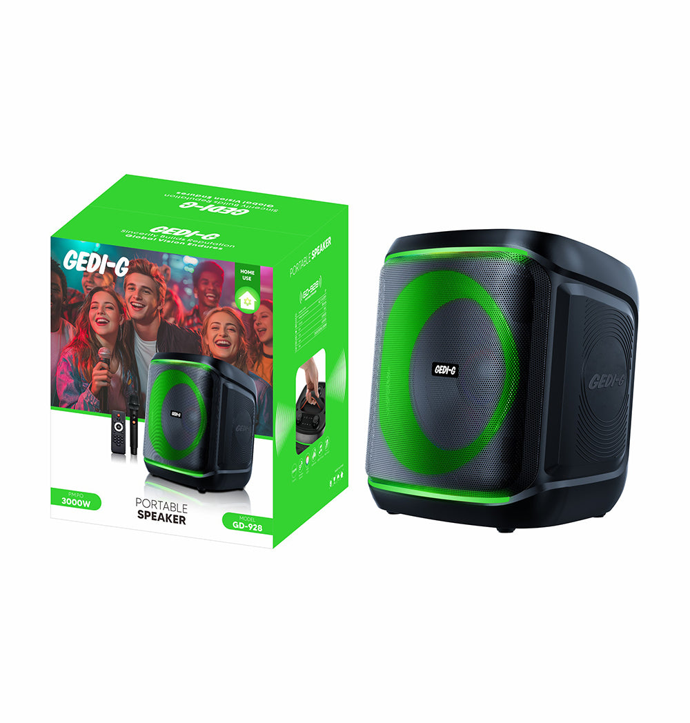 Zore GD-928 Dijital LED Göstergeli Mikrofonlu RGB TWS 8 inç Stereo Bass Kablosuz Karaoke Hoparlör Siyah