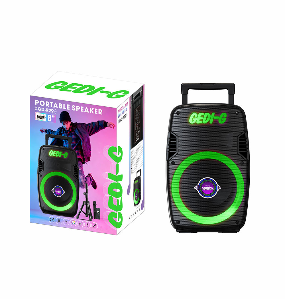 Zore GD-929 Mikrofonlu RGB TWS 8 inç Stereo Bass Kablosuz Karaoke Hoparlör Siyah