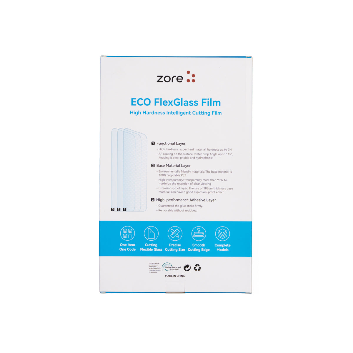 Zore High Hardness 7H Flexible Nano Glass Film 196mm x 125mm 10 Adet Şeffaf