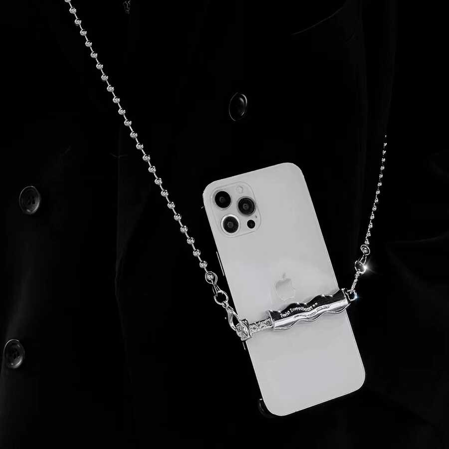 Zore İP03 Cep Telefonu Boyun Askısı Metal Zincir Gümüş