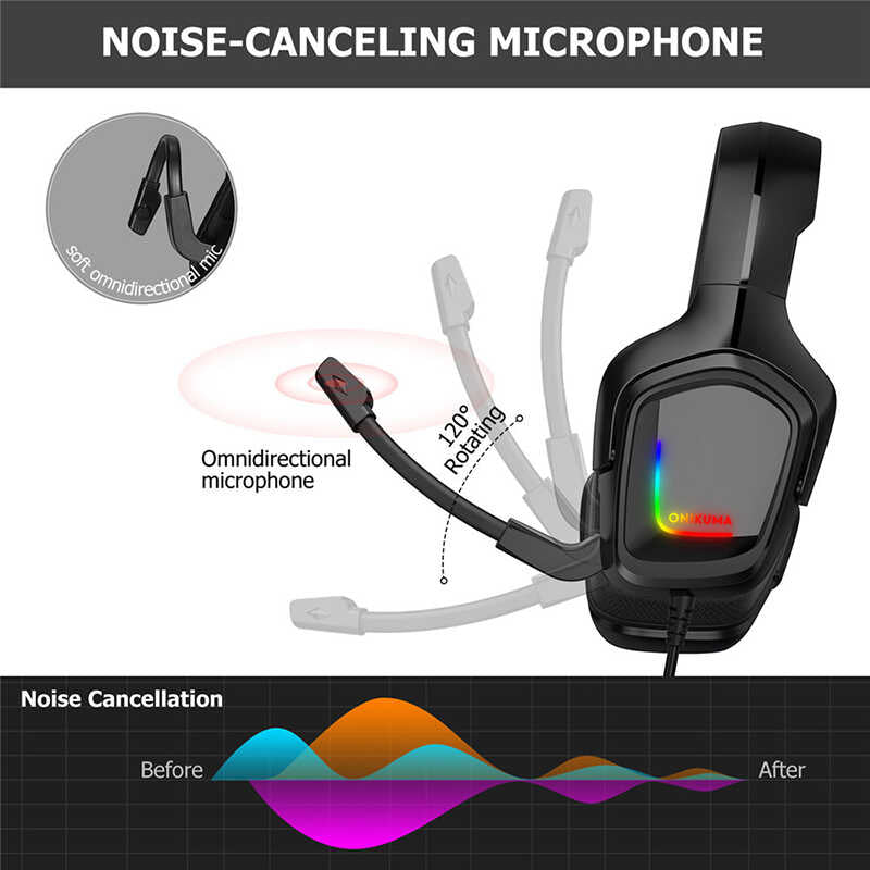 Zore Onikuma K20 RGB Oyuncu Kulaklığı 3.5mm Siyah