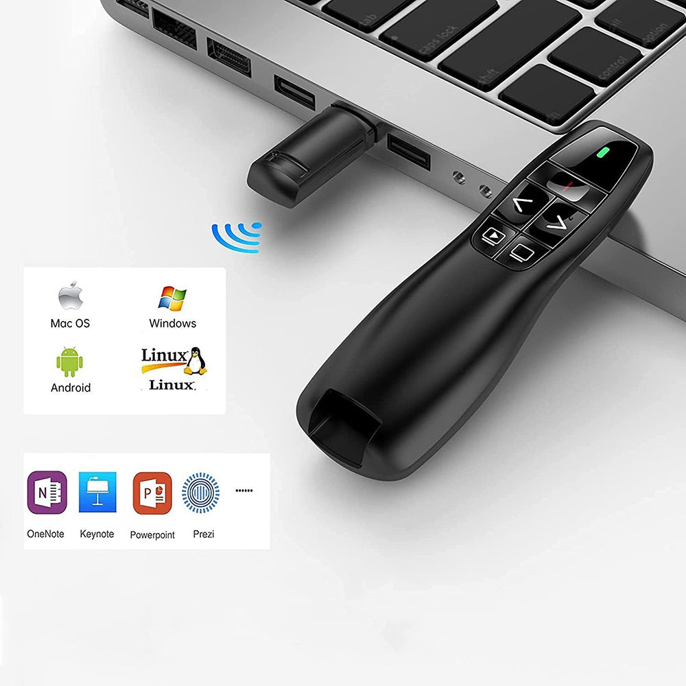 Zore K400 Wireless Presenter Kablosuz Uzaktan Kumandalı Lazer Sunum Kalemi Siyah