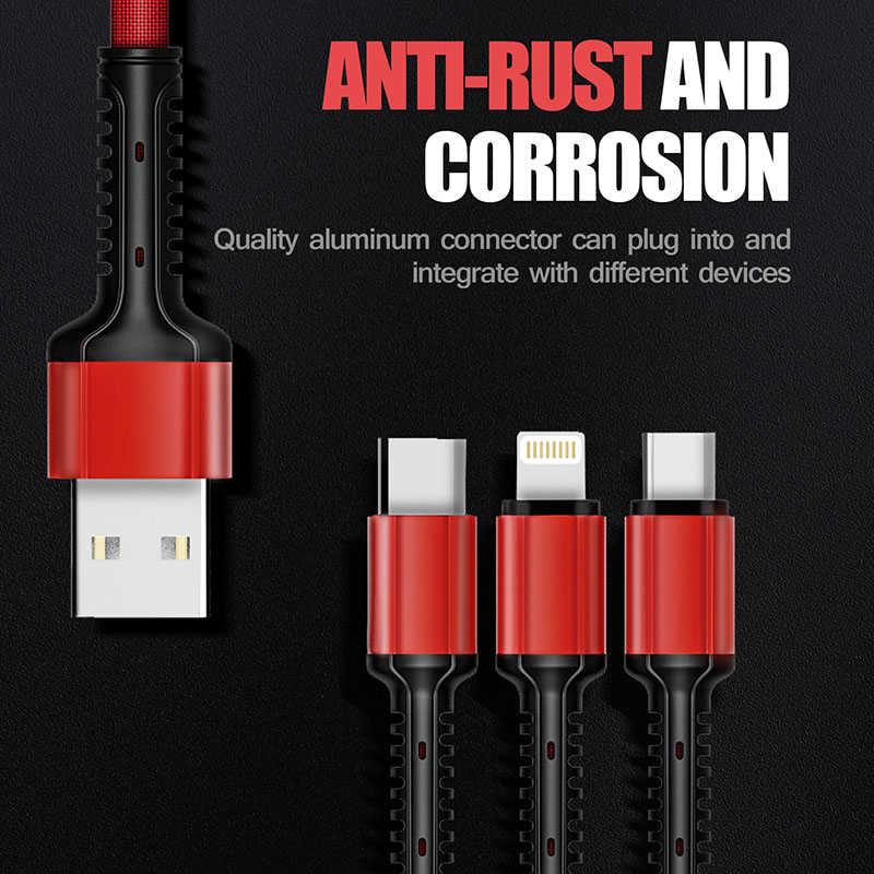 Zore LC93 3 in 1 Usb Kablo Kırmızı
