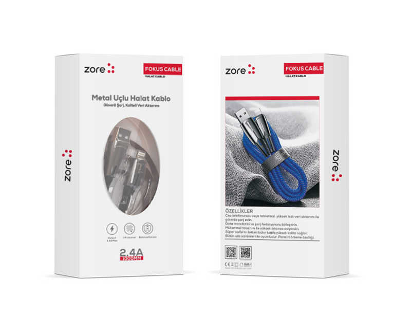 Zore Lightning Focus Usb Kablo Mavi