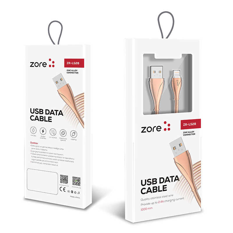 Zore LS28 Lightning Usb Kablo Rose Gold