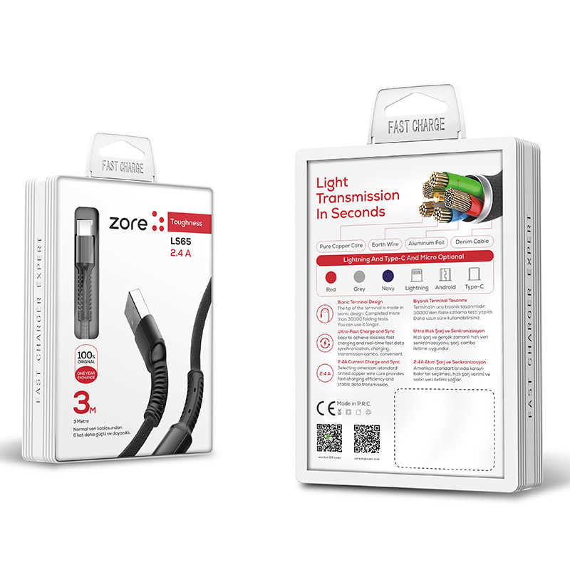 Zore LS65 Micro Usb Kablo Siyah