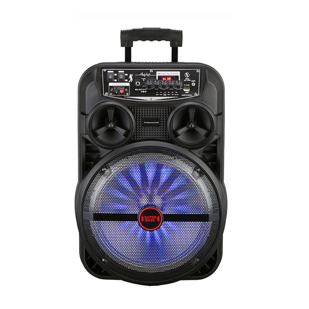 Zore LT-5312BT Mikrofonlu RGB Işıklı 12 inç Stereo Kumandalı Kablosuz Karaoke Hoparlör Speaker v5.0 Siyah