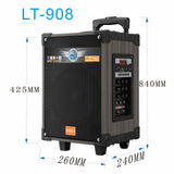 Zore LT-908 Dijital LED Göstergeli FM Radyolu Mikrofonlu TWS 8 inç Stereo Bass Kablosuz Karaoke Hoparlör Siyah